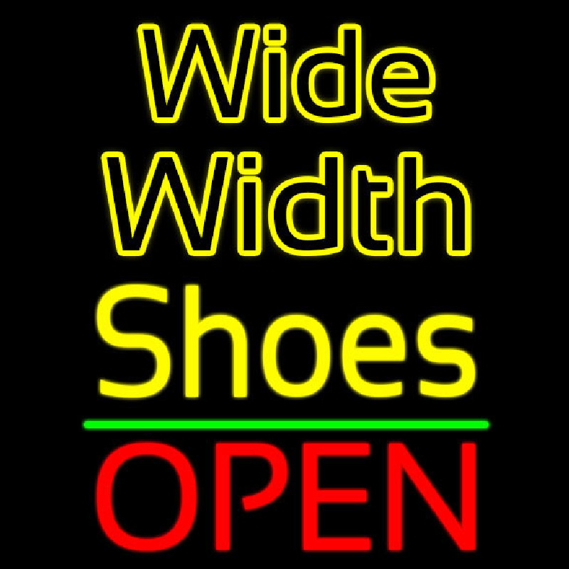 Wide Width Shoes Open Neonskylt