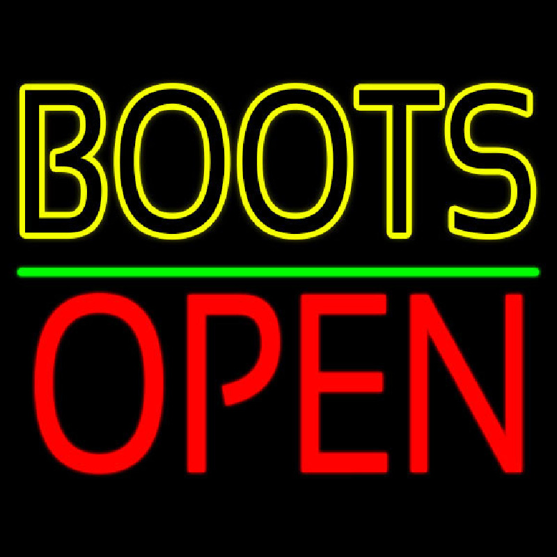 Yellow Boots Open Neonskylt