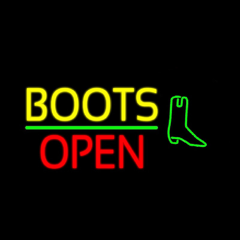 Yellow Boots Open With Logo Neonskylt