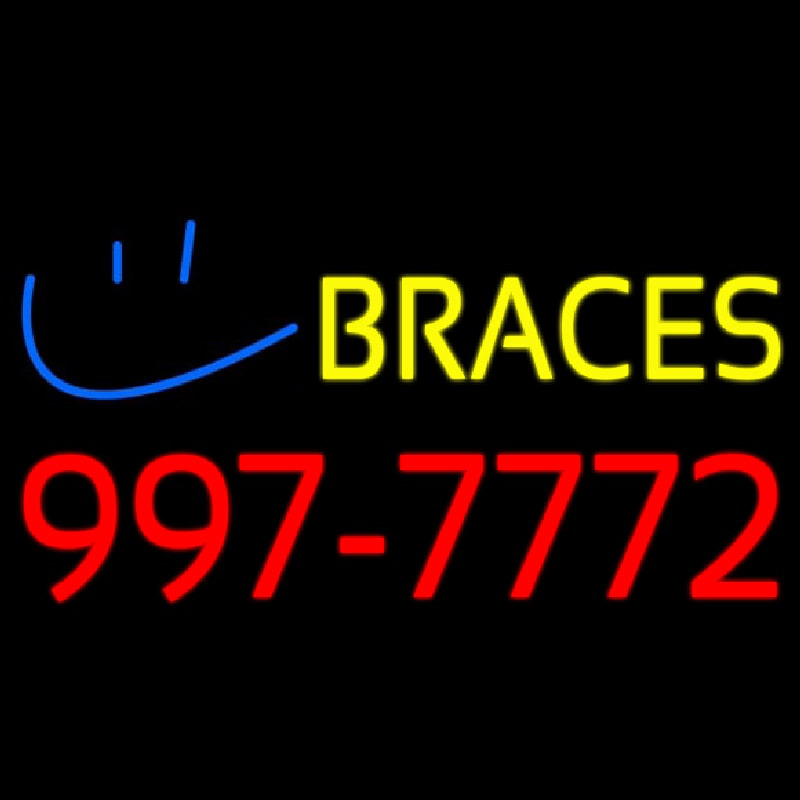 Yellow Braces Red Phone Number Neonskylt