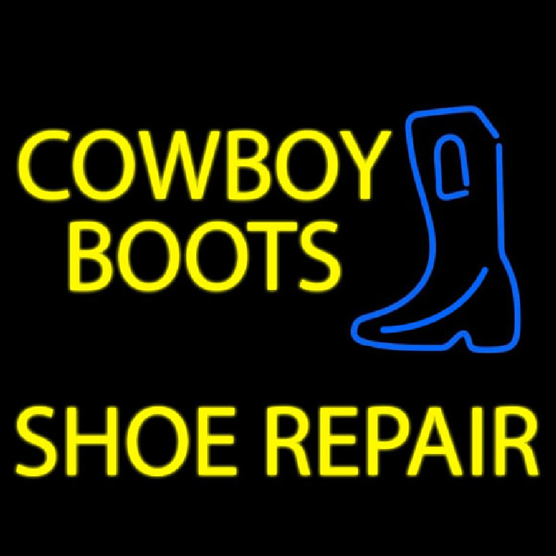 Yellow Cowboy Boots Shoe Repair Neonskylt