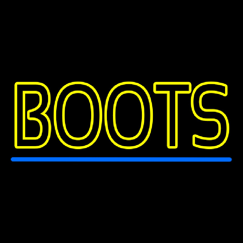 Yellow Double Stroke Boots Neonskylt