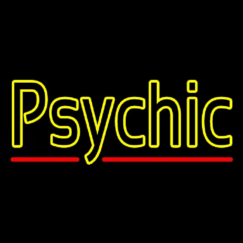 Yellow Double Stroke Psychic Neonskylt