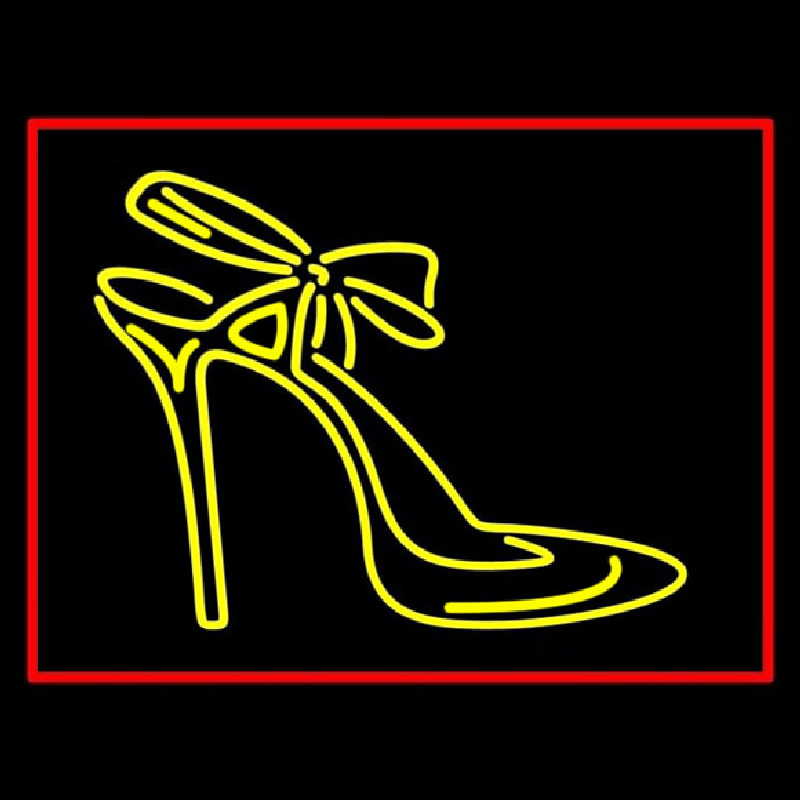 Yellow High Heels With Ribbon Neonskylt