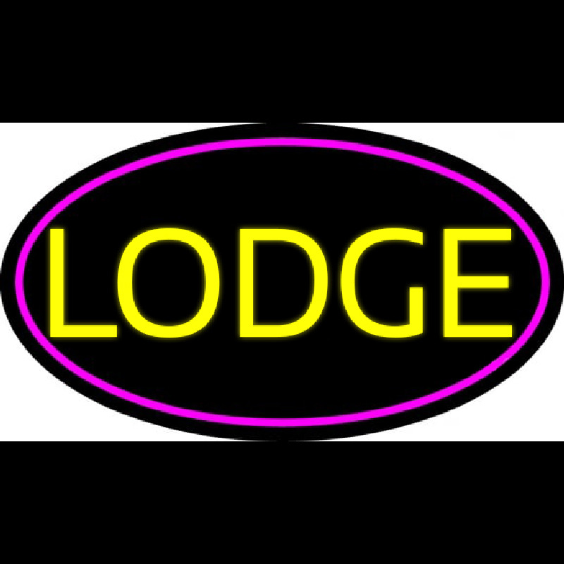 Yellow Lodge With Pink Border Neonskylt