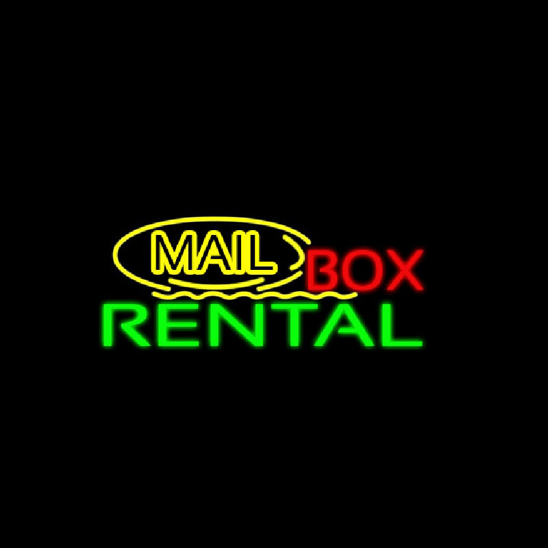 Yellow Mail Block Bo  Rental Neonskylt