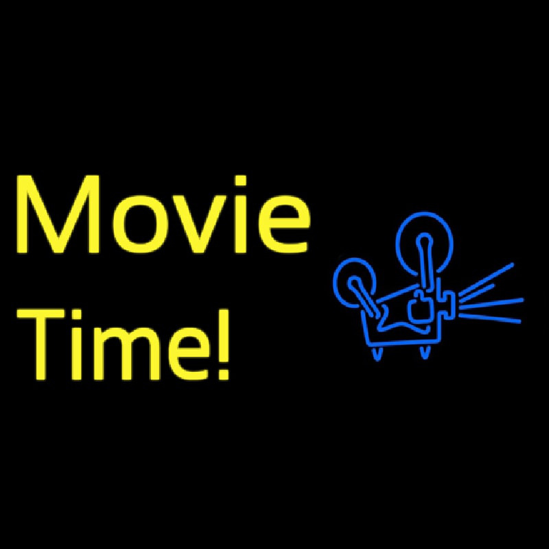 Yellow Movie Time With Logo Neonskylt