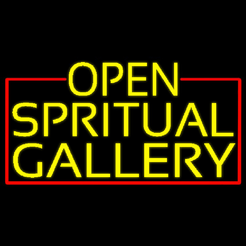 Yellow Open Spiritual Gallery With Red Border Neonskylt