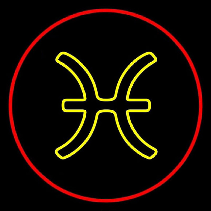 Yellow Pisces Red Border Neonskylt