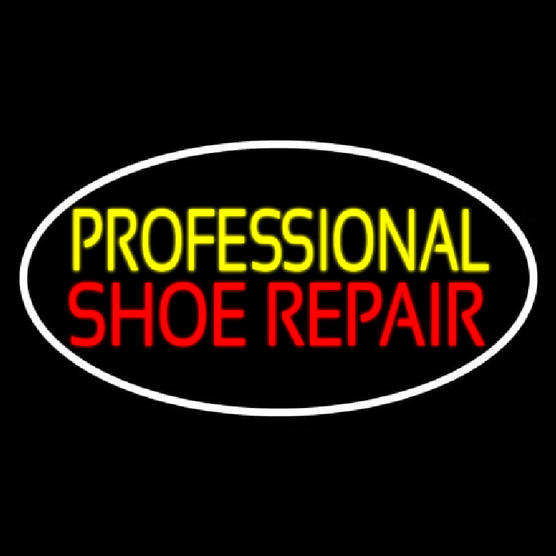 Yellow Professional Red Shoe Repair Neonskylt