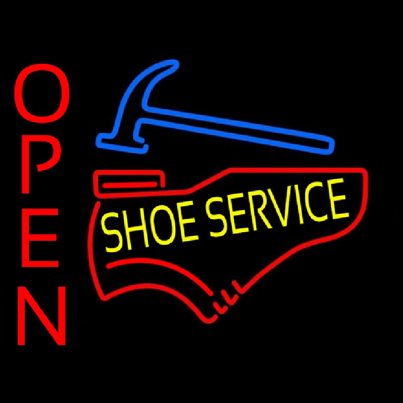 Yellow Shoe Service Open Neonskylt