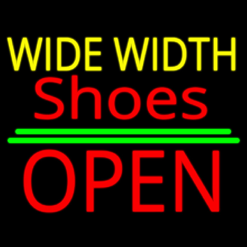 Yellow Wide Width Red Shoes Open Neonskylt