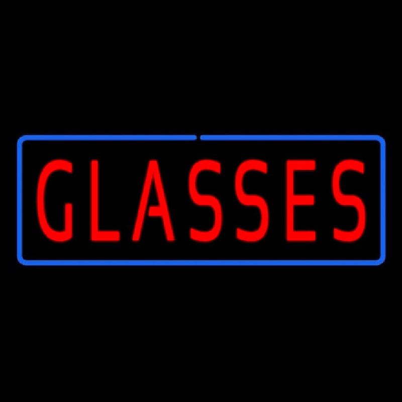 Red Glasses Blue Border Neonskylt