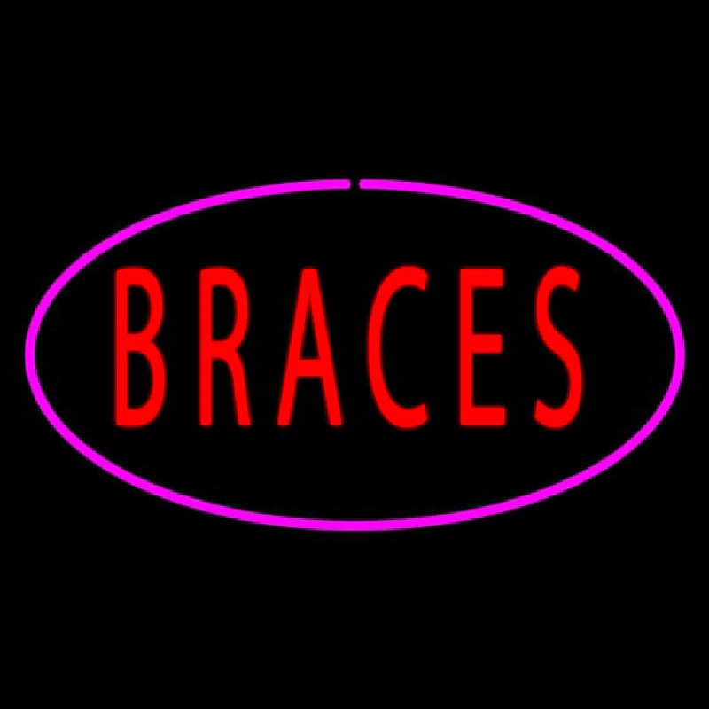 Braces Oval Pink Neonskylt