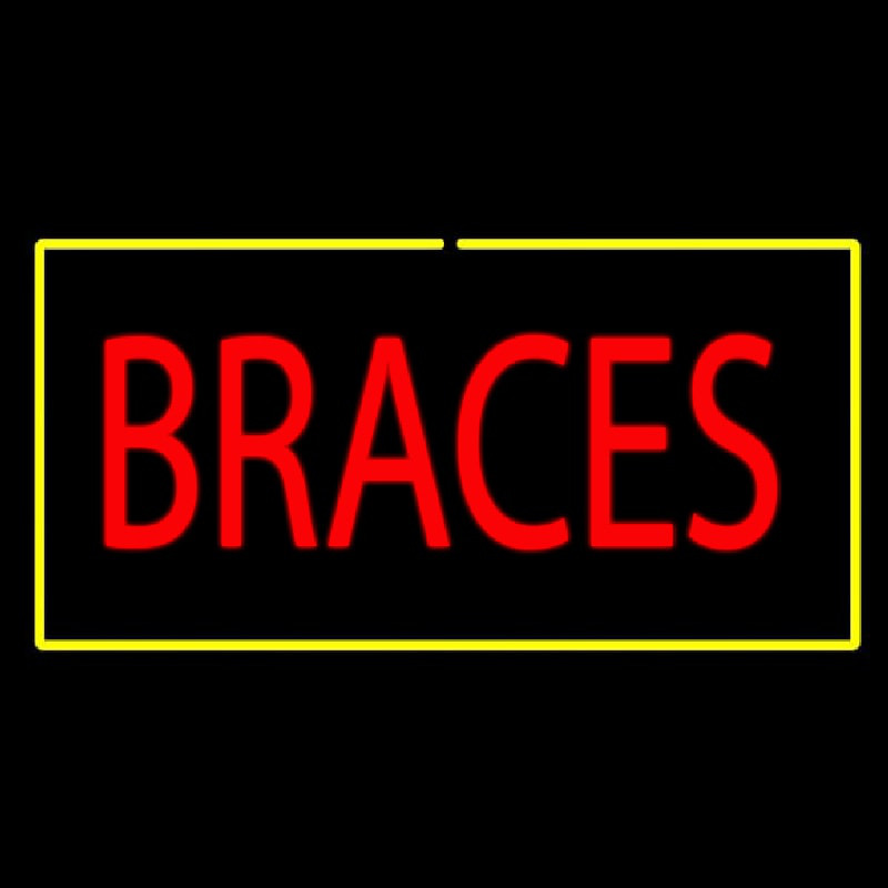 Red Braces Yellow Border Neonskylt