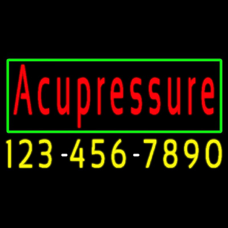 Red Acupressure With Phone Number Neonskylt