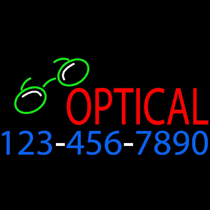 Red Optical With Phone Number Neonskylt