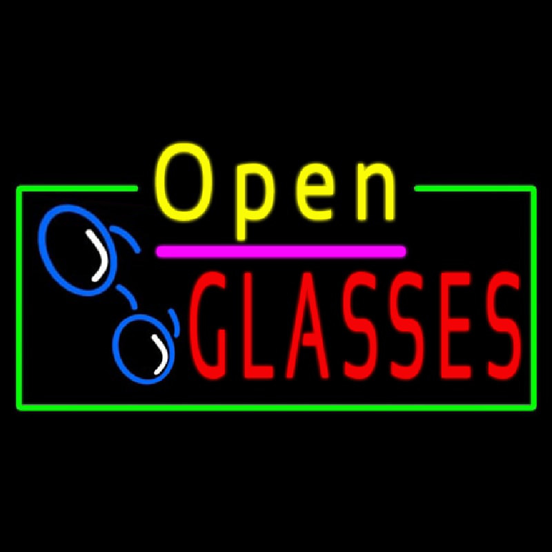 Yellow Open Glasses Logo Neonskylt