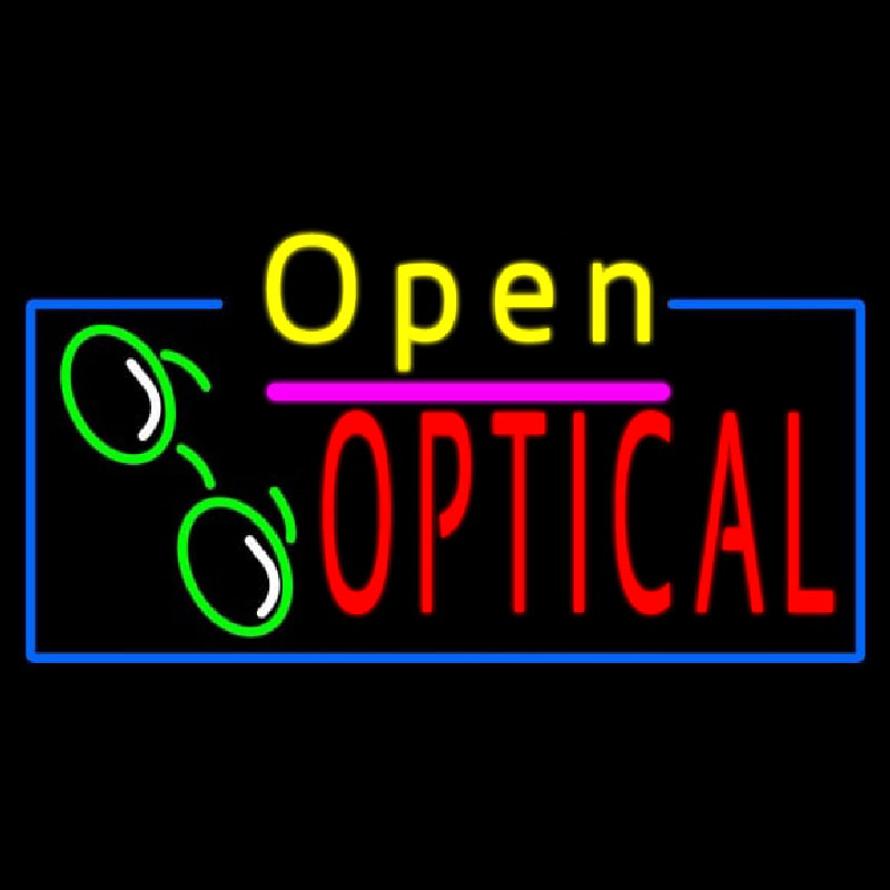 Yellow Open Red Optical Logo Neonskylt