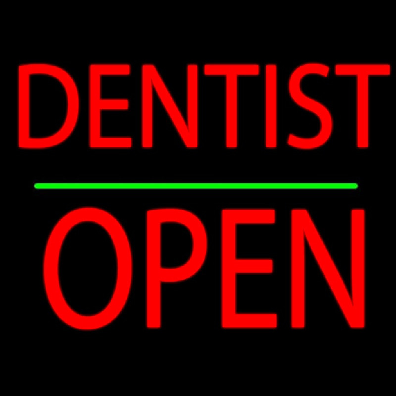 Dentist Block Open Green Line Neonskylt