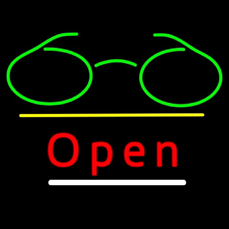 Glasses Logo Open Yellow Line Neonskylt