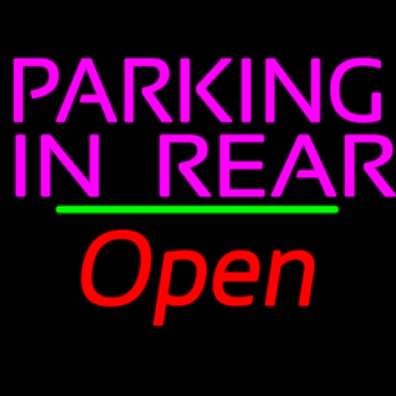 Parking In Rear Open Green Line Neonskylt