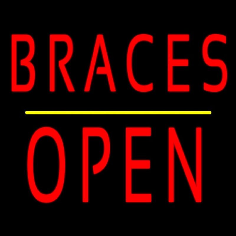 Braces Block Open Yellow Line Neonskylt