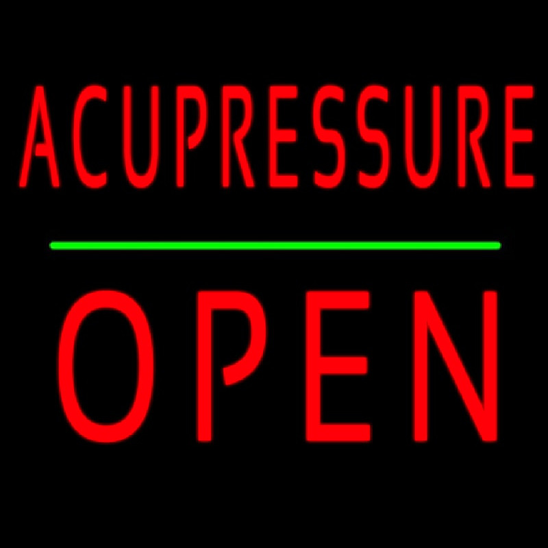 Acupressure Block Open Green Line Neonskylt