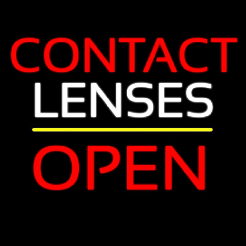 Contact Lenses Block Open Yellow Line Neonskylt