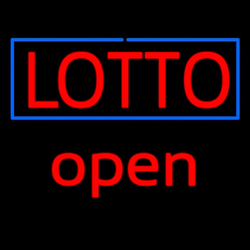 Red Lotto Blue Border Open Neonskylt