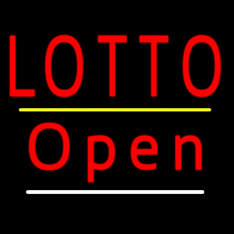 Red Lotto Yellow Line Open Neonskylt