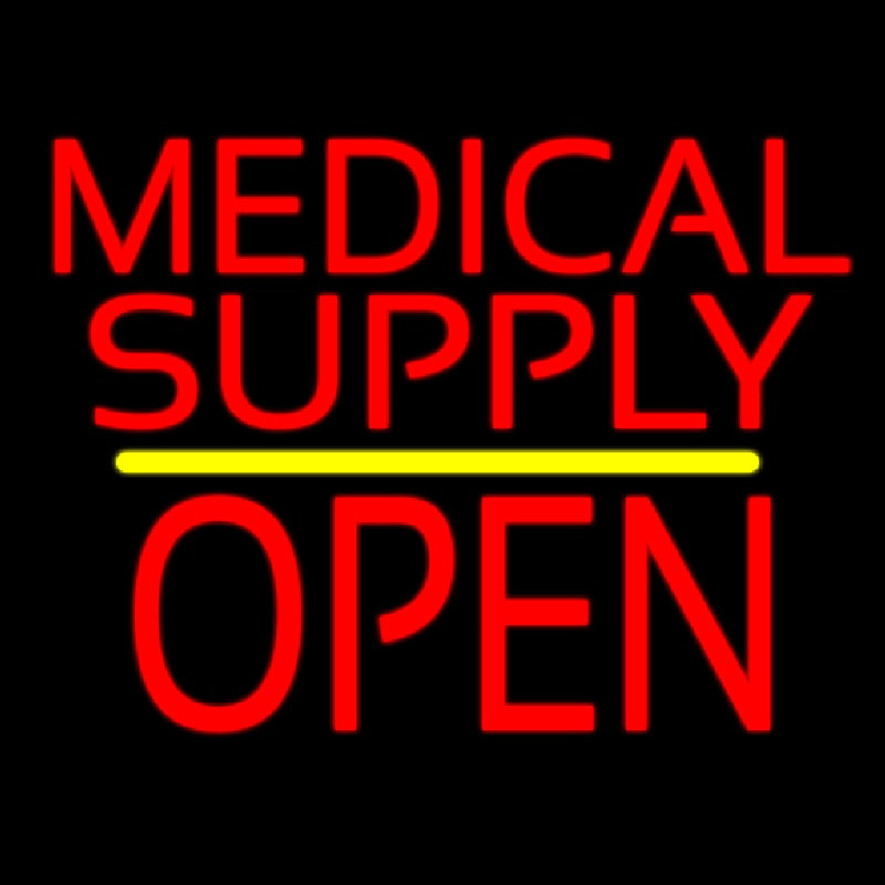 Medical Supply Block Open Yellow Line Neonskylt