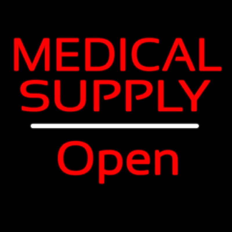 Medical Supply Open White Line Neonskylt