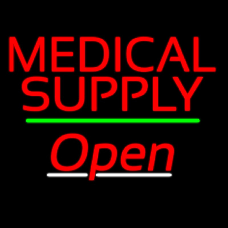 Medical Supply Open Green Line Neonskylt