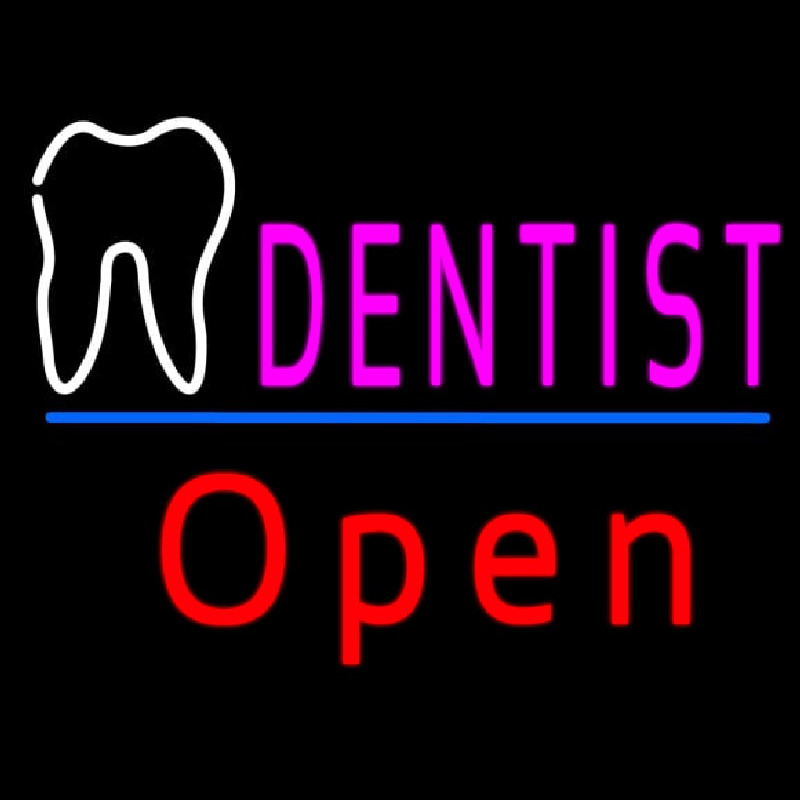 Dentist Tooth Logo Open Neonskylt