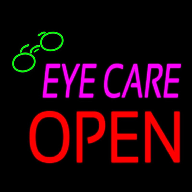 Pink Eye Care Block Open Neonskylt