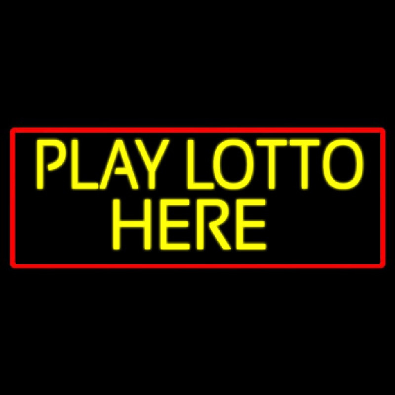 Yellow Play Lotto Here Neonskylt