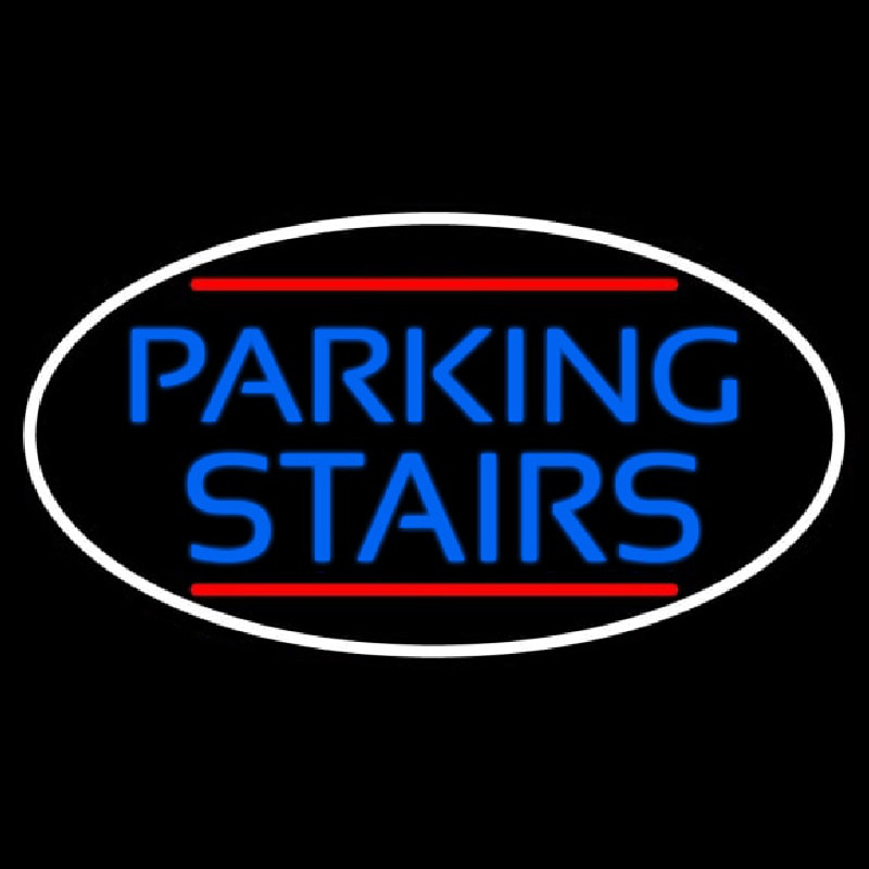 Blue Parking Stairs Oval With White Border Neonskylt