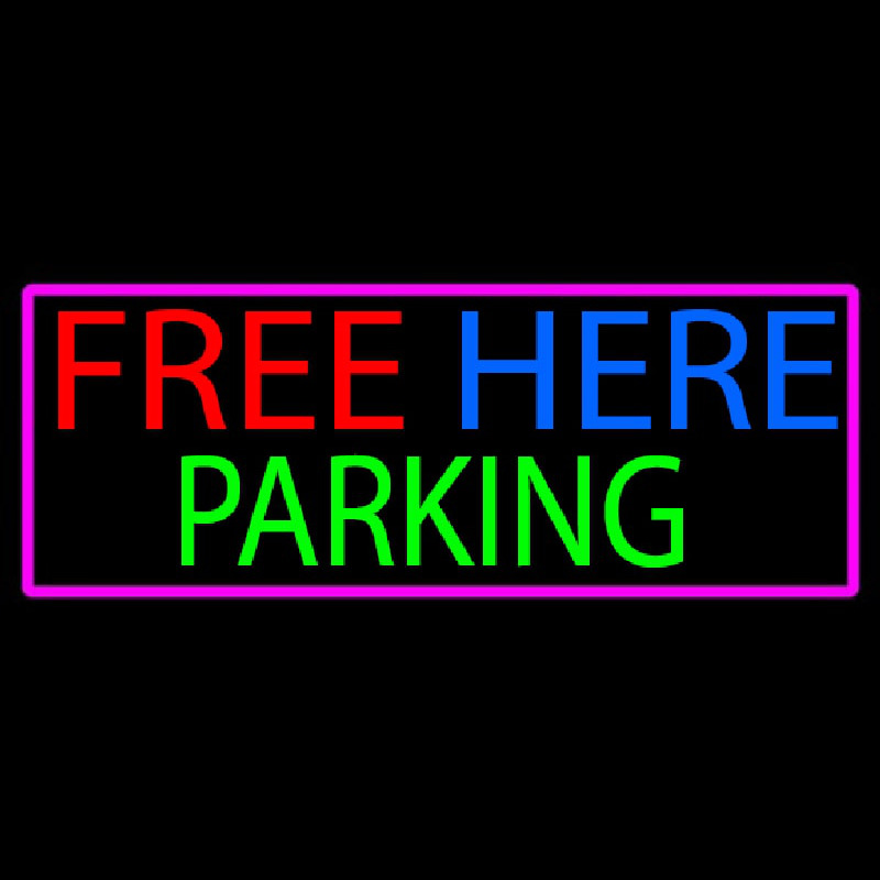 Free Here Parking With Pink Border Neonskylt