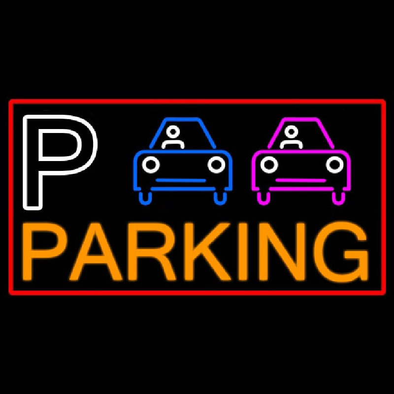 P And Car Parking With Red Border Neonskylt