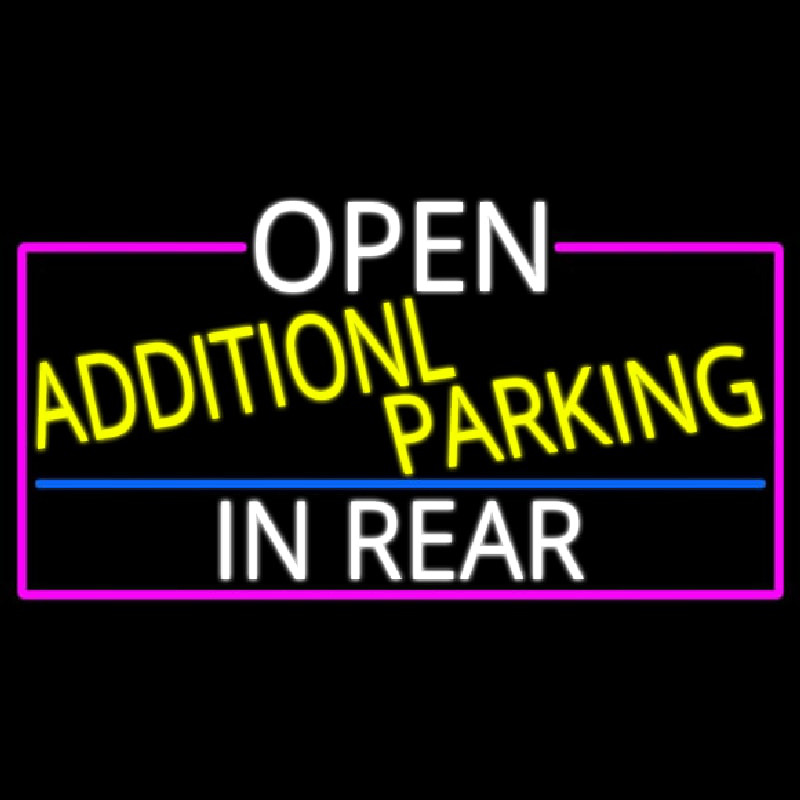 Open Additional Parking In Rear With Pink Border Neonskylt