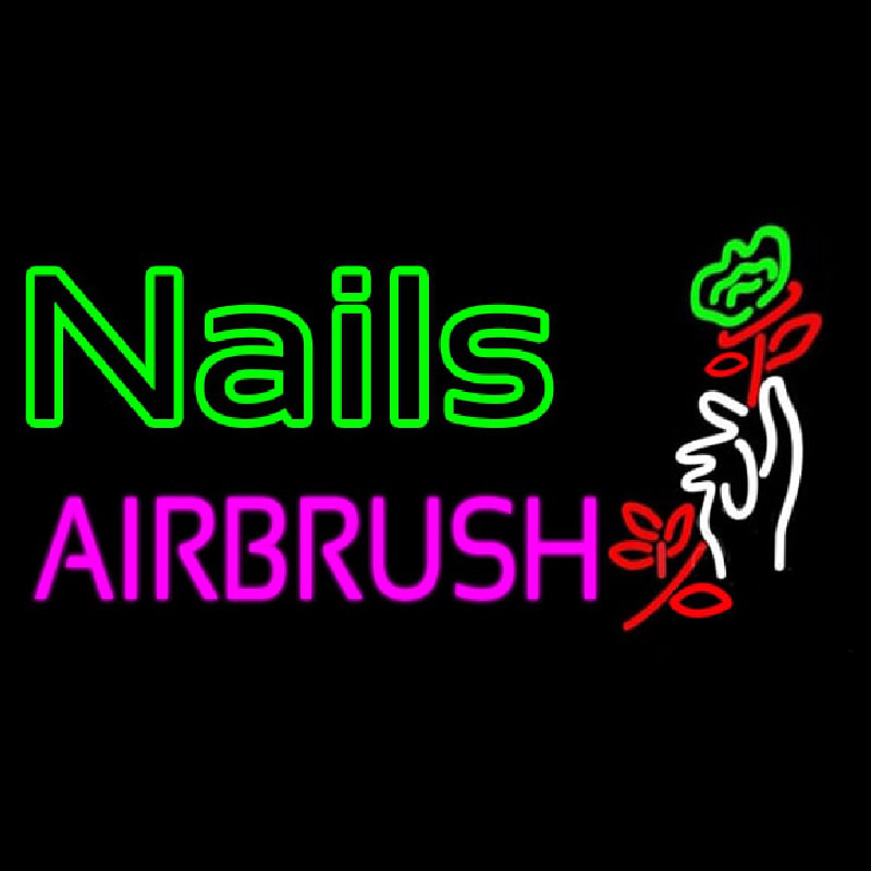 Nails Airbrush With Flower Neonskylt