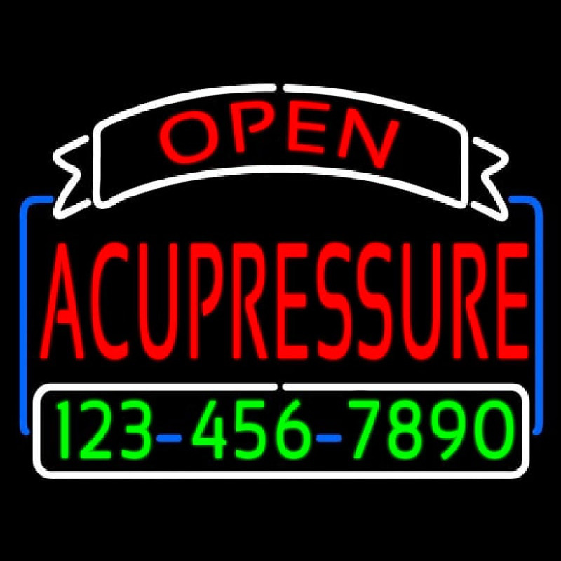 Red Acupressure With Phone Number Neonskylt