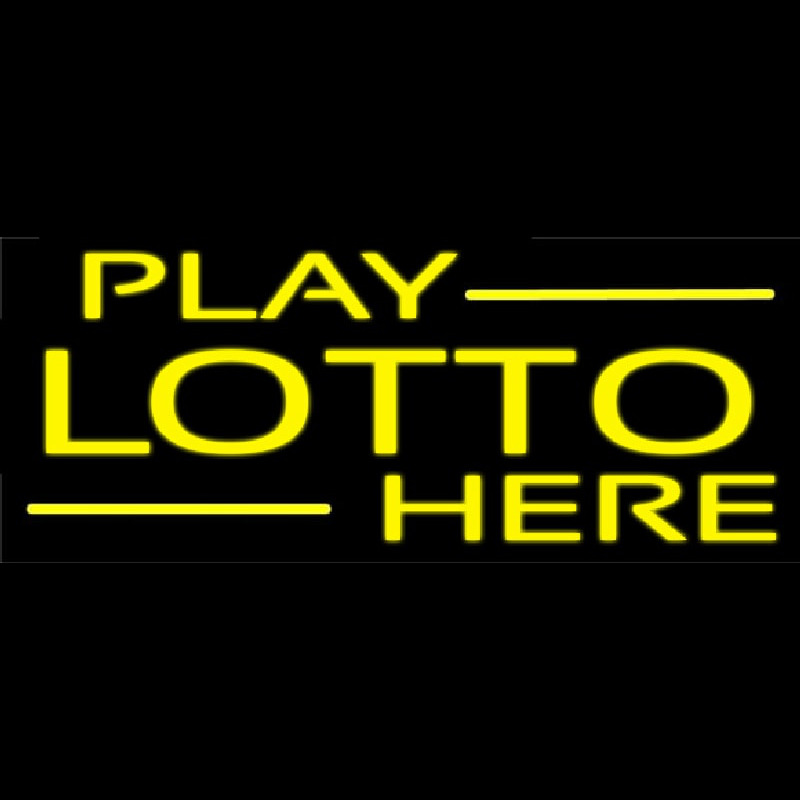 Yellow Play Lotto Here Neonskylt