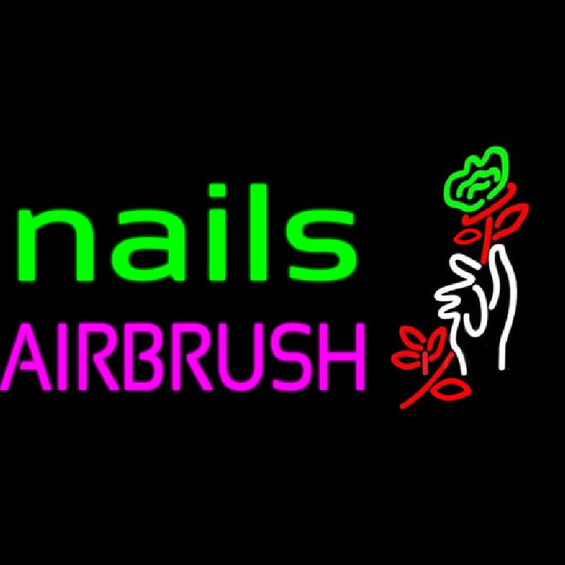 Nails Airbrush With Flower Neonskylt