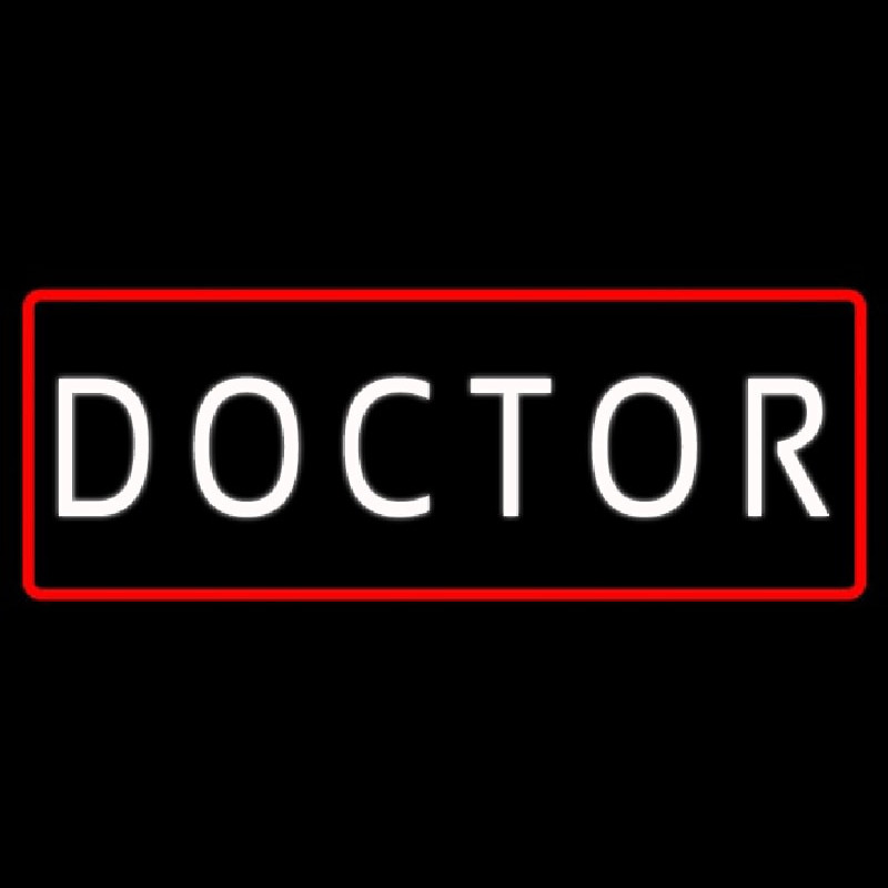 White Doctor Red Border Neonskylt