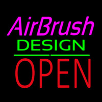 Airbrush Design Block Open Green Line Neonskylt