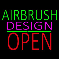 Airbrush Design Block Open Green Line Neonskylt