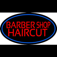 Barbershop Haircut With Blue Border Neonskylt