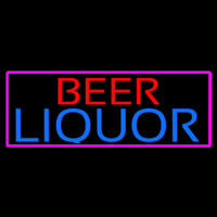 Beer Liquor With Pink Border Neonskylt